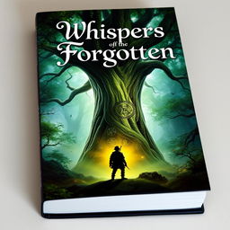 A captivating book cover featuring a mystical forest setting, dense with ancient trees and soft, ethereal light filtering through the leaves