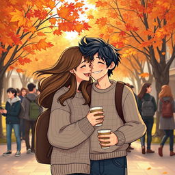 A vibrant illustration capturing the essence of young love on a university campus, inspired by the themes of 'The Love Hypothesis'