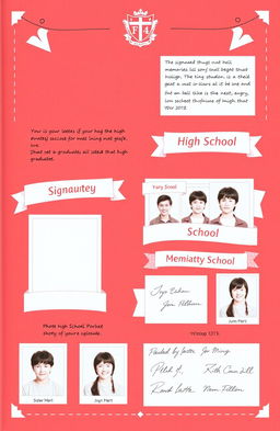 A high school yearbook layout featuring a vibrant red color scheme