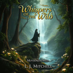A captivating book cover designed for a fantasy novel, featuring a mystical forest scene bathed in soft, ethereal light