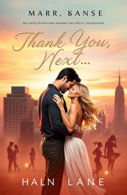 A romantic book cover design for a book titled "Thank You, Next
