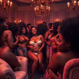 A vibrant and lively scene depicting an ebony orgy, showcasing a celebration of sensuality and diversity