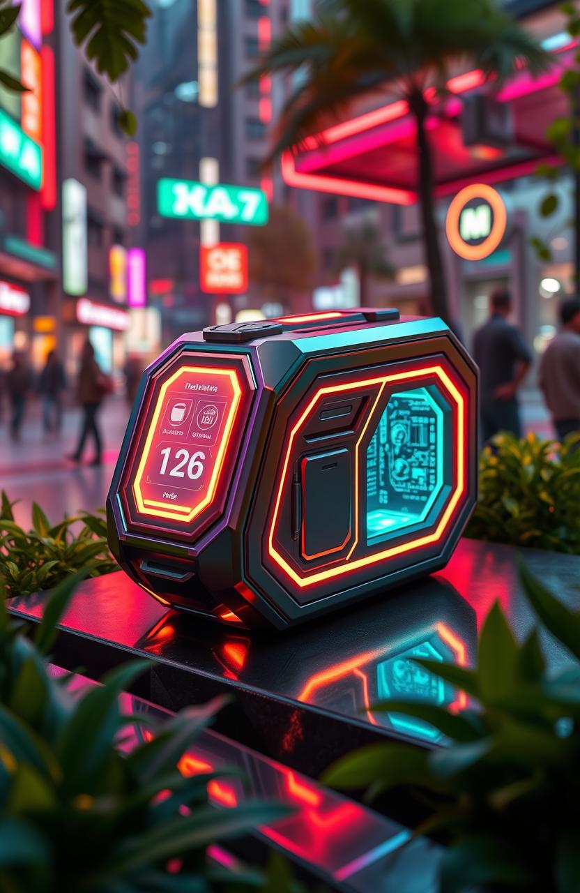 A futuristic, sleek, and compact infinity pocket passing package designed for high-tech urban explorers
