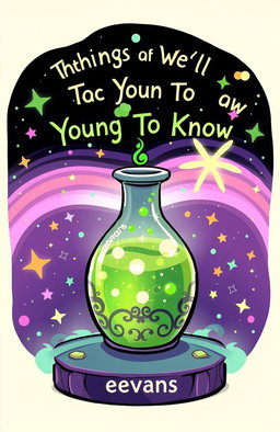 A vibrant and whimsical cartoon-style wallpaper featuring a green potion bubbling and shimmering, surrounded by an enchanting mystical atmosphere