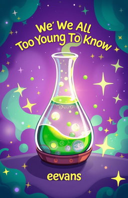 A vibrant and whimsical cartoon-style wallpaper featuring a green potion bubbling and shimmering, surrounded by an enchanting mystical atmosphere