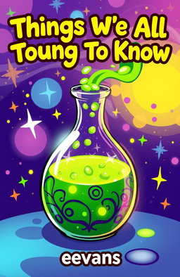 A vibrant and whimsical cartoon-style wallpaper featuring a green potion bubbling and shimmering, surrounded by an enchanting mystical atmosphere