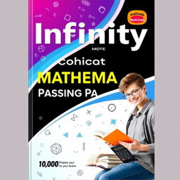 A captivating cover design for a mathematics textbook titled "Infinity Pocket Passing Package" targeted at 10th-grade students preparing for their exams