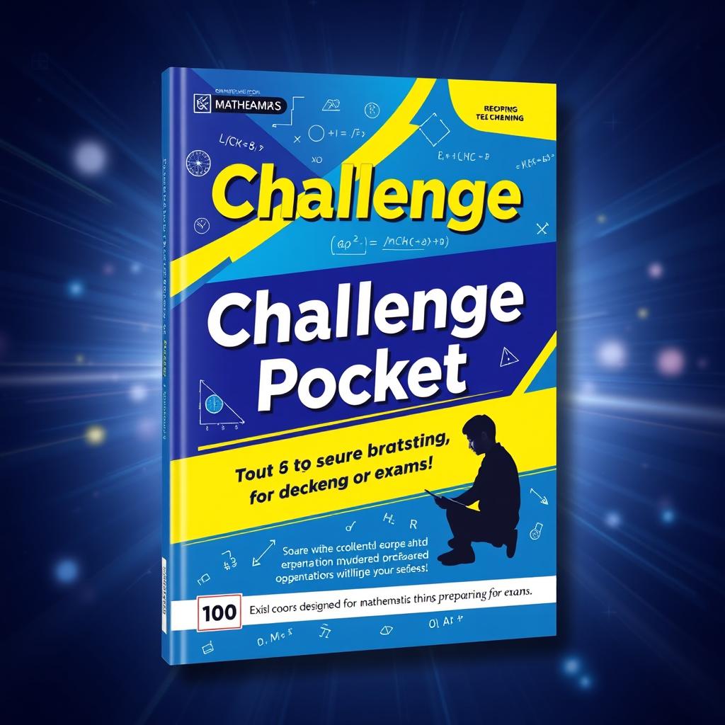 An eye-catching cover design for a mathematics textbook titled "Challenge Pocket Passing Package" specifically designed for 10th-grade students preparing for exams