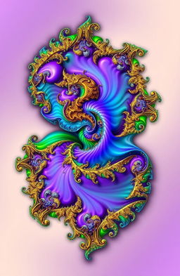 An intricate and vibrant fractal design, showcasing a complex pattern of swirling colors and shapes