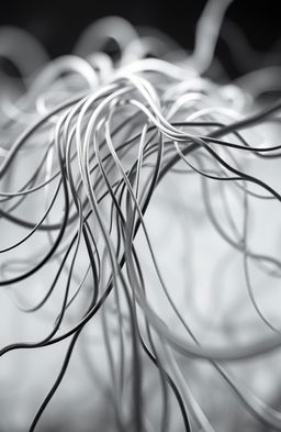 A visually striking and abstract representation of 39 lines of grey matter, captured with intricate details that highlight textures and gradients