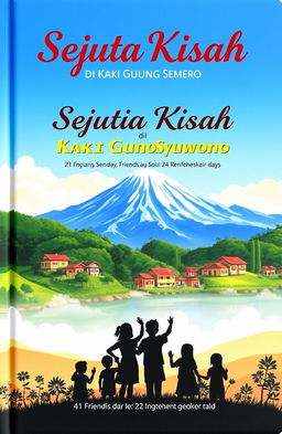 A beautifully designed cover for a memories book titled "Sejuta Kisah di Kaki Gunung Semeru"