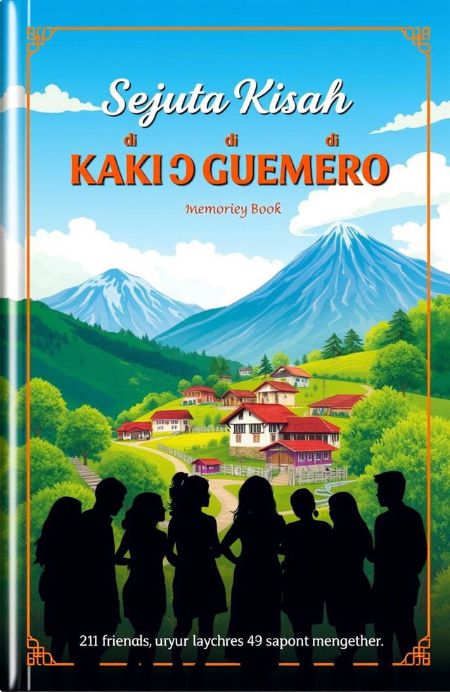 A beautifully designed cover for a memories book titled "Sejuta Kisah di Kaki Gunung Semeru"