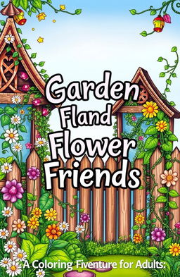 A whimsical and colorful illustration of decorative garden fences adorned with lush, vibrant plants and flowers growing along them