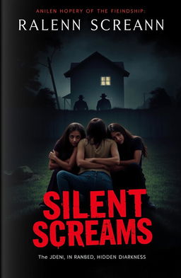 A dark and atmospheric cover image featuring Rani and her four friends huddled closely together in a dimly lit garden at night