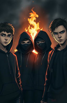 A mafia-style scene featuring two boys and two girls