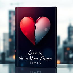 A visually striking book cover design for a poetry book titled 'Love in Modern Times' that creatively represents the theme of the five stages of breakup