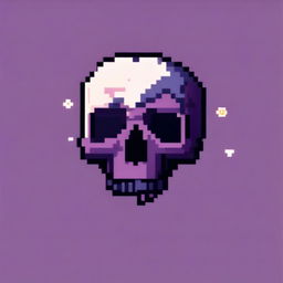 Pixel art profile picture featuring a detailed skull against a dark, starry background.