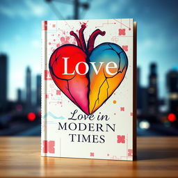 A stunning book cover design for a poetry book titled 'Love in Modern Times'