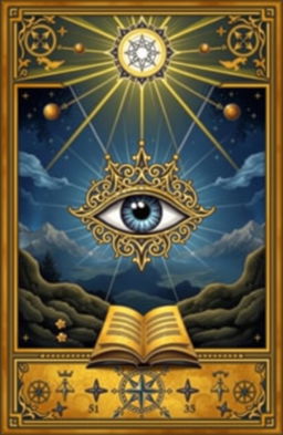 A symbolic interpretation of the Eye of Providence, prominently featuring an intricately designed all-seeing eye surrounded by rays of light