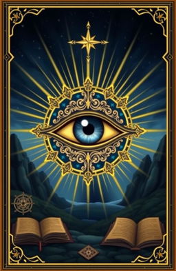 A symbolic interpretation of the Eye of Providence, prominently featuring an intricately designed all-seeing eye surrounded by rays of light