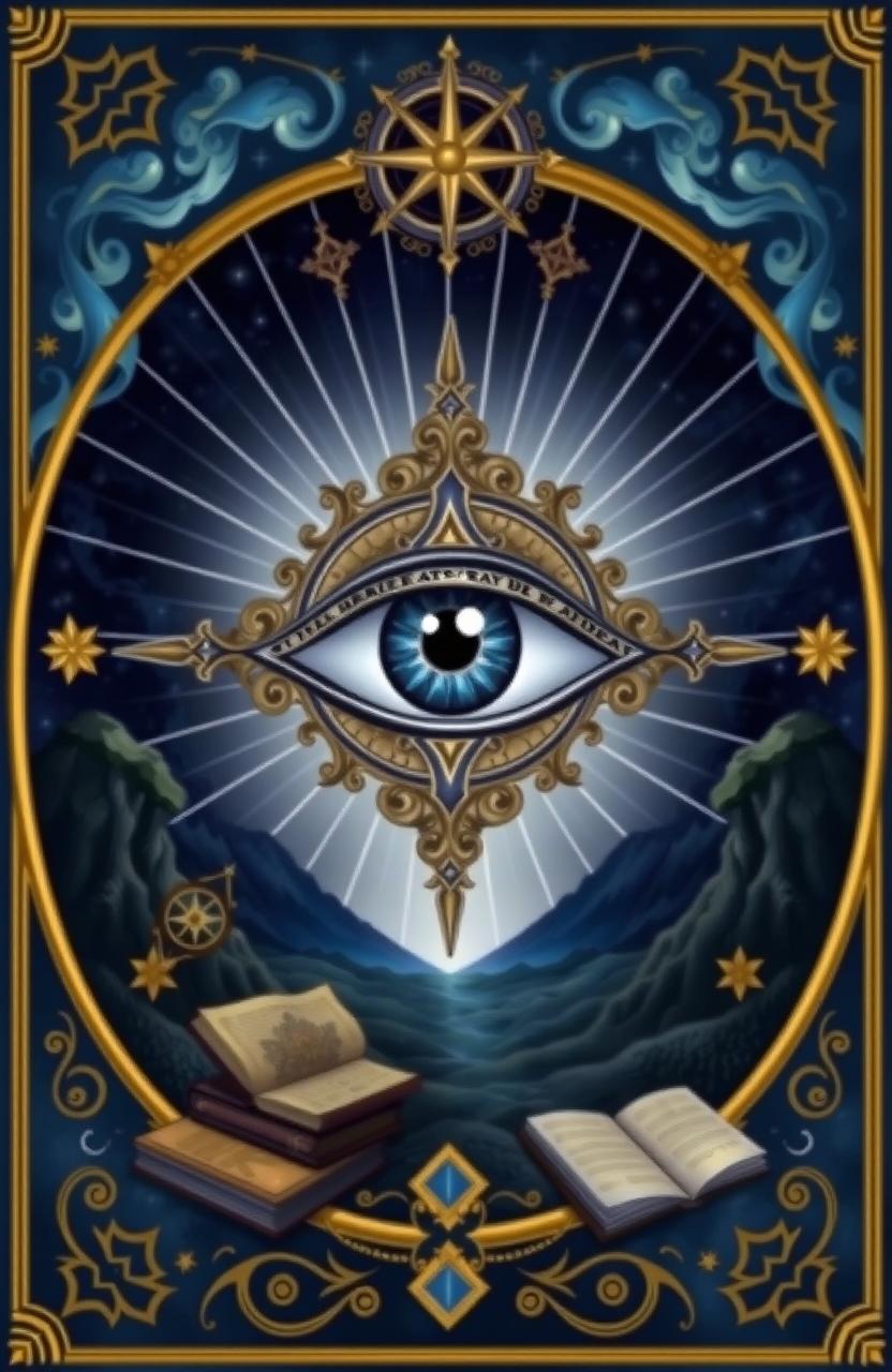 A symbolic interpretation of the Eye of Providence, prominently featuring an intricately designed all-seeing eye surrounded by rays of light