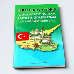 A captivating book cover design for study resources aimed at the qualification exam for civil servants in Northern Cyprus