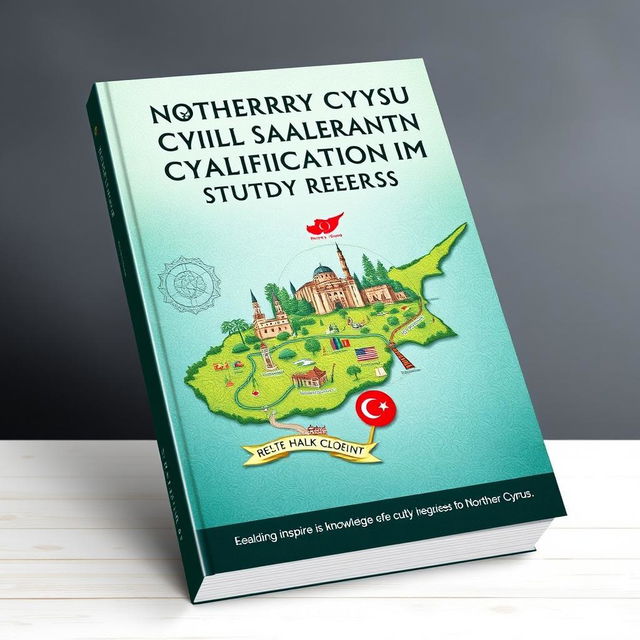 A captivating book cover design for study resources aimed at the qualification exam for civil servants in Northern Cyprus
