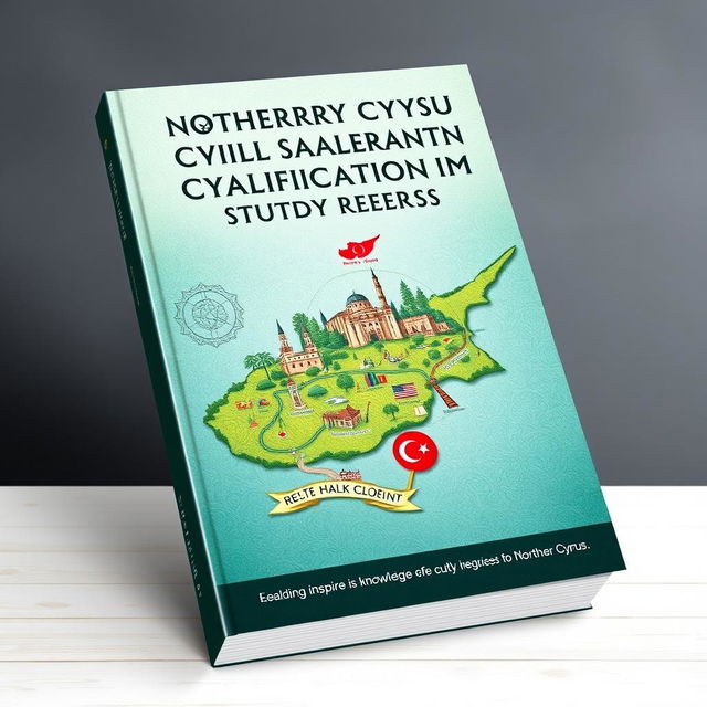 A captivating book cover design for study resources aimed at the qualification exam for civil servants in Northern Cyprus