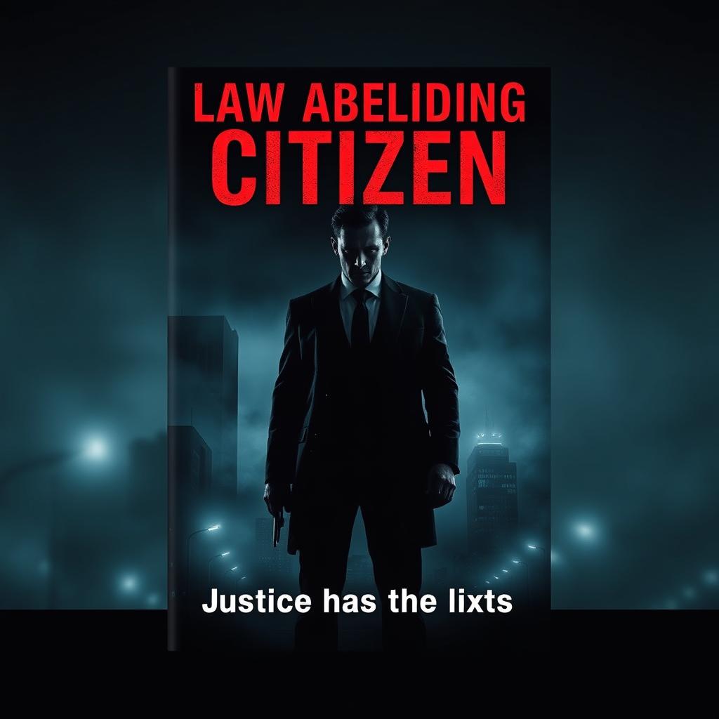 A mysterious and intense book cover design for a thriller titled 'Law Abiding Citizen'