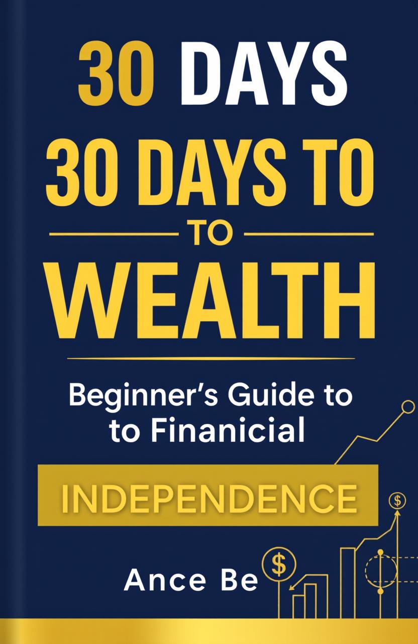 Create a modern and professional book cover for '30 Days to Wealth: A Beginner’s Guide to Financial Independence'