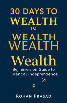 A modern and professional book cover design for a finance book titled '30 Days to Wealth: A Beginner’s Guide to Financial Independence'