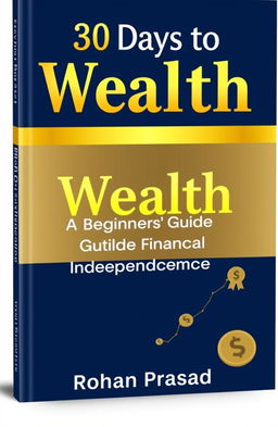 A modern and professional book cover design for a finance book titled '30 Days to Wealth: A Beginner’s Guide to Financial Independence'