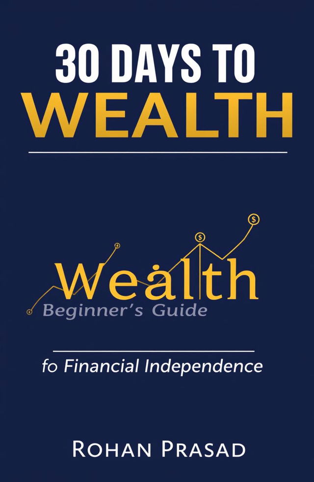 A modern and professional book cover design for a finance book titled '30 Days to Wealth: A Beginner’s Guide to Financial Independence'