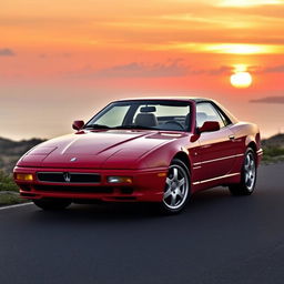 A stunning 1995 Maserati Shamal in a vibrant racing red color, showcasing its sleek and aerodynamic design