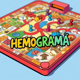 A vibrant and engaging illustration featuring a colorful board game as the background, with various game pieces displayed across a detailed game board