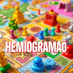 A vibrant illustration featuring a colorful board game as the background, showcasing various intricate game pieces and a detailed game board