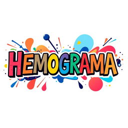 A bold and creative representation of the word 'HEMOGRAMAÊ' in an artistic font that captures attention