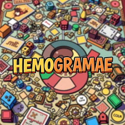 A lively and colorful illustration featuring a detailed board game as the background, filled with various game pieces, dice, and cards that evoke a sense of fun and adventure