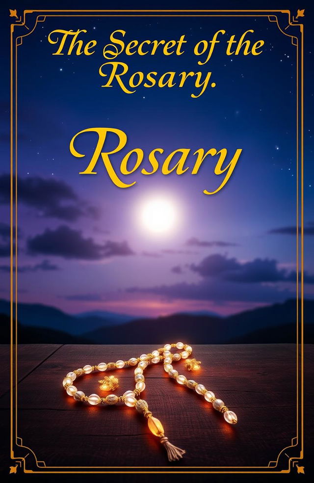 A mystical, enchanting book cover design for an ebook titled 'The Secret of the Rosary'