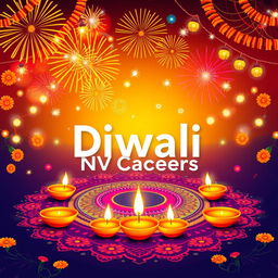 A vibrant and festive Diwali poster featuring the name 'NV Careers' prominently displayed