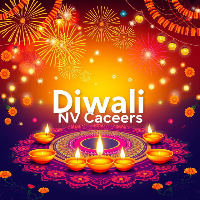 A vibrant and festive Diwali poster featuring the name 'NV Careers' prominently displayed