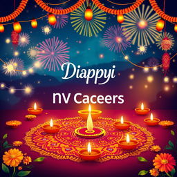 A vibrant and festive Diwali poster featuring the name 'NV Careers' prominently displayed