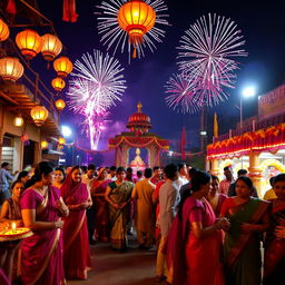 A vibrant and festive representation of Diwali celebration in Sitamarhi, India