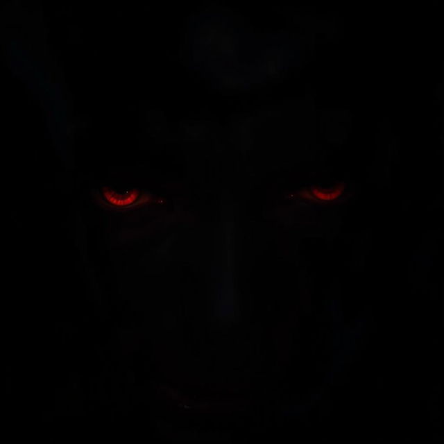 A close-up of eerie vampire eyes, glowing slightly in a dimly lit environment