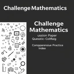 A black and white cover design for a mathematics question paper book titled "Challenge Mathematics: Question Paper Collection"