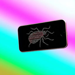 A creative representation of a bug formed entirely out of zeros and ones, displayed on a smartphone screen