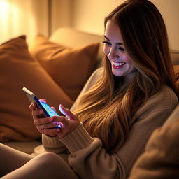 A woman intensely focused on playing Candy Crush on her smartphone
