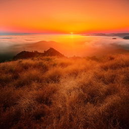 A vibrant sunrise over a serene landscape, symbolizing a great tomorrow full of promise and new possibilities.