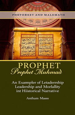 A historical and analytical book cover titled 'Prophet Muhammad: An Exemplar of Leadership and Morality in the Historical Narrative'