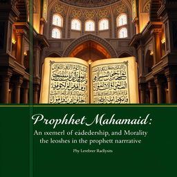 A historical and analytical book cover titled 'Prophet Muhammad: An Exemplar of Leadership and Morality in the Historical Narrative'